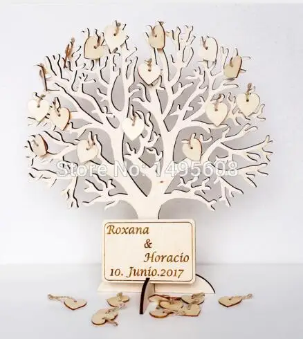 tree 2 Дерево желаний большая Деревянная Гостевая книга Альтернатива 3D уникальная Гостевая книга для свадьбы знак w Выгравированные названия Frameable Art Keepsake - Цвет: tree 2