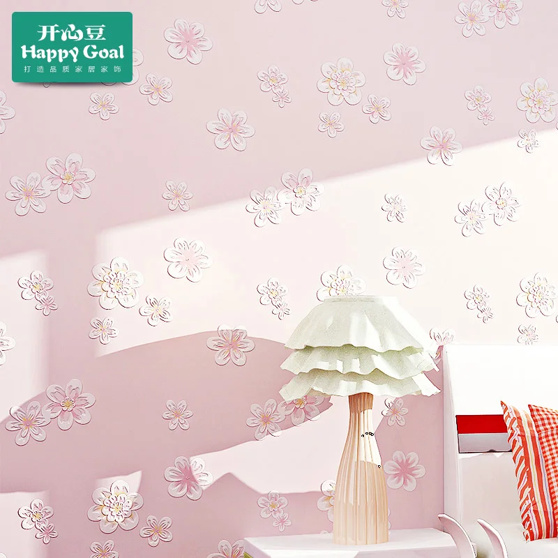 Клейкие обои Pink floret из милой романтики настенное общежитие для девочек нетканые