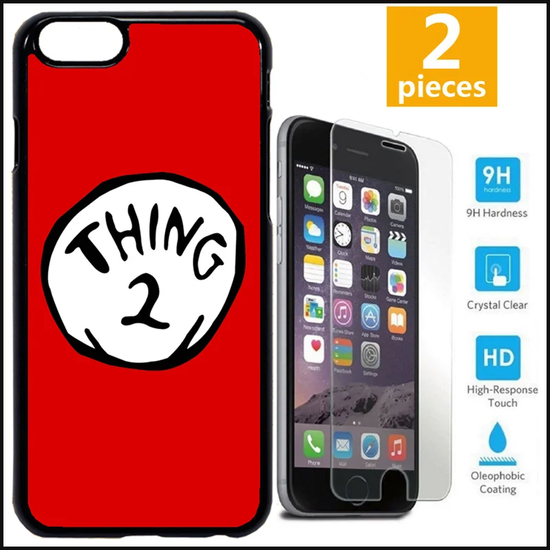 Чехол для iPhone X 7 8 Plus XsMax Samsung S9 S10e + закаленное стекло Red Thing 1 &amp 2 Dr Seuss Best Friends |