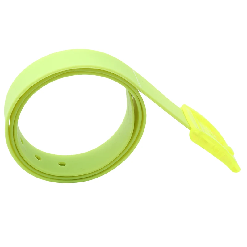 Fluorescent Yellow Экологичный пластиковый ремень унисекс силиконовый резиновый ремень корейский стиль гладкая пряжка для женщин и мужчин унисекс яркие цвета 5 цветов - Цвет: Fluorescent Yellow