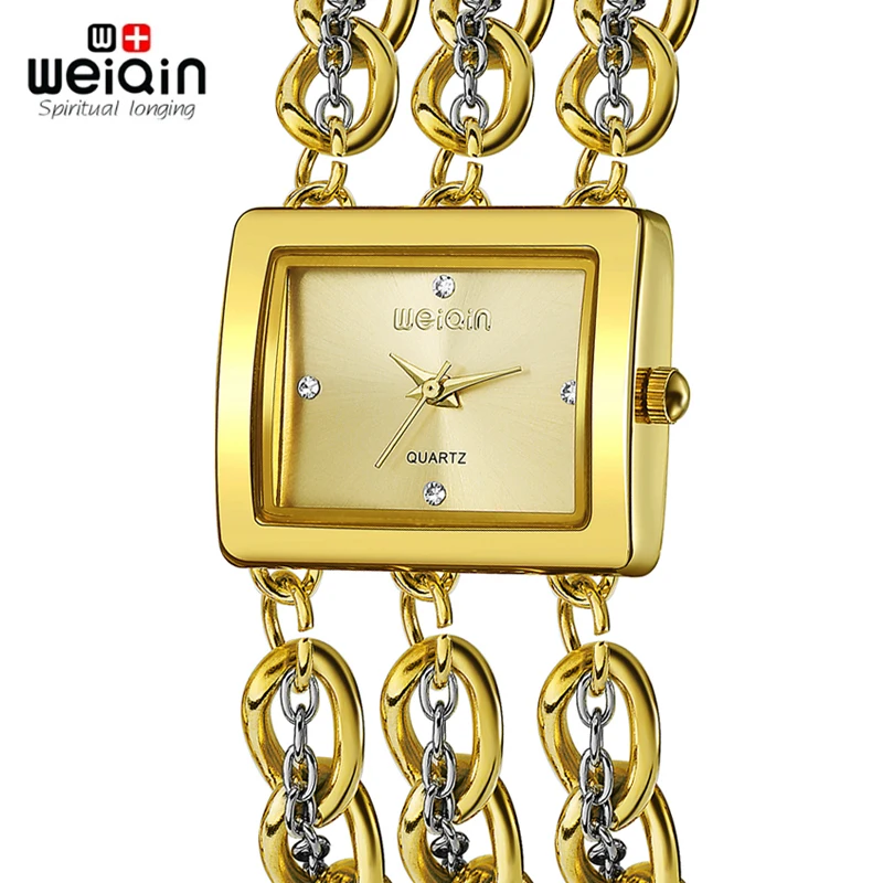 WEIQIN 2017 квадратный циферблат Алмазный кварцевый механизм наручные часы браслет