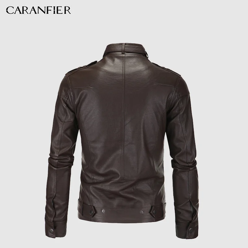 Мужские кожаные куртки CARANFIER винтажные тонкие Байкерские Куртки из