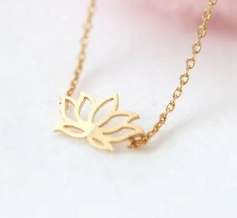 1pcs hot sale Fashion metal Link Chain Plant tiny Lotus Flower Jewelry Party Gifts for women Lariat Pendant Necklace | Украшения и