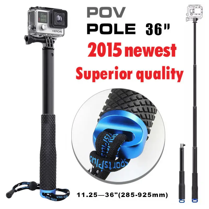 Цена 36 дюймов SP Pov Pole селфи палка + Водонепроницаемая светодиодная вспышка для GoPro Xiaoyi Sj4000 SJCAM HERO 5 4 3