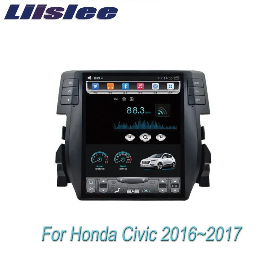 Liislee 2 din Android для Honda Civic~ большой экран Автомобильный мультимедийный плеер gps навигация Видео Радио-зеркальная связь