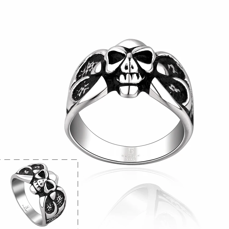 High Quality Gothic Biker Ring for Men European Punk Style Skull Stainless Steel Made Party Fashion Jewelry R009 | Кольца
