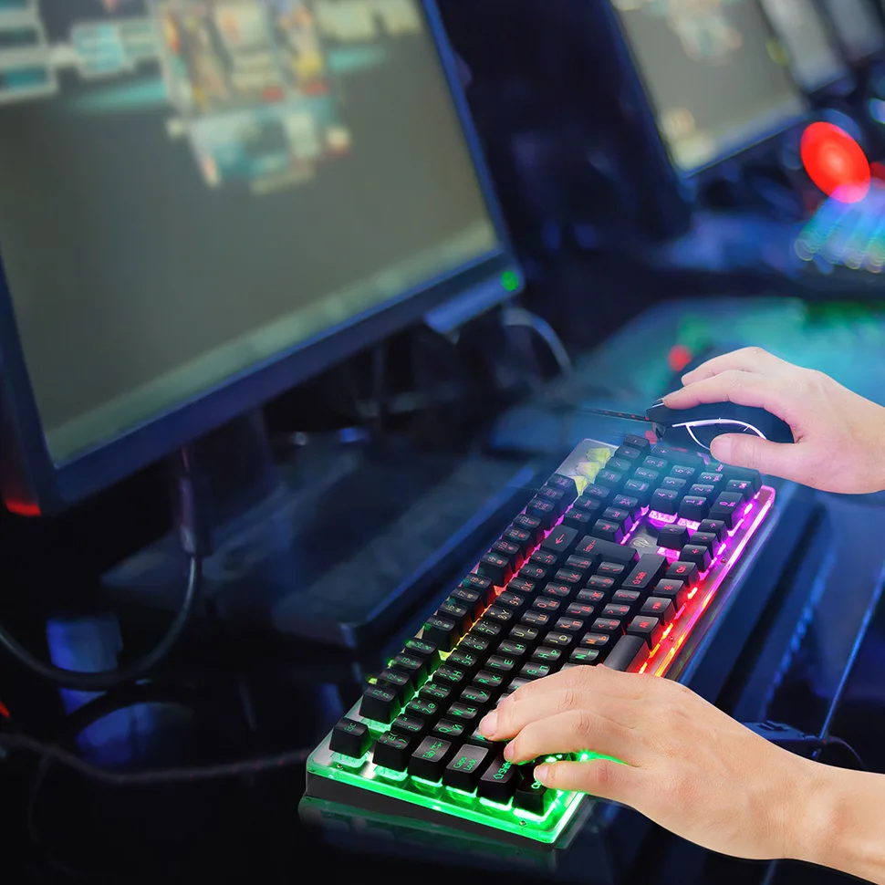 104 клавиш Игровая клавиатура EasySMX JQ901 Игровая клавиатура со светодиодной подсветкой Русский макет клавиатура Механическое ощущение за Компьютерные геймеры
