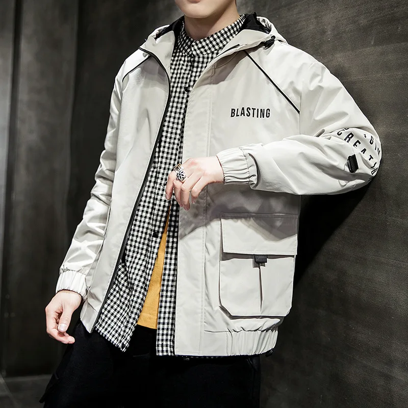 

Streetwear Black Jacket Men Hip Hop Hooded Jackets Windbreaker Men 2019 Fashion Spring Autumn Hip Hop Mens Hoody Coats GM138