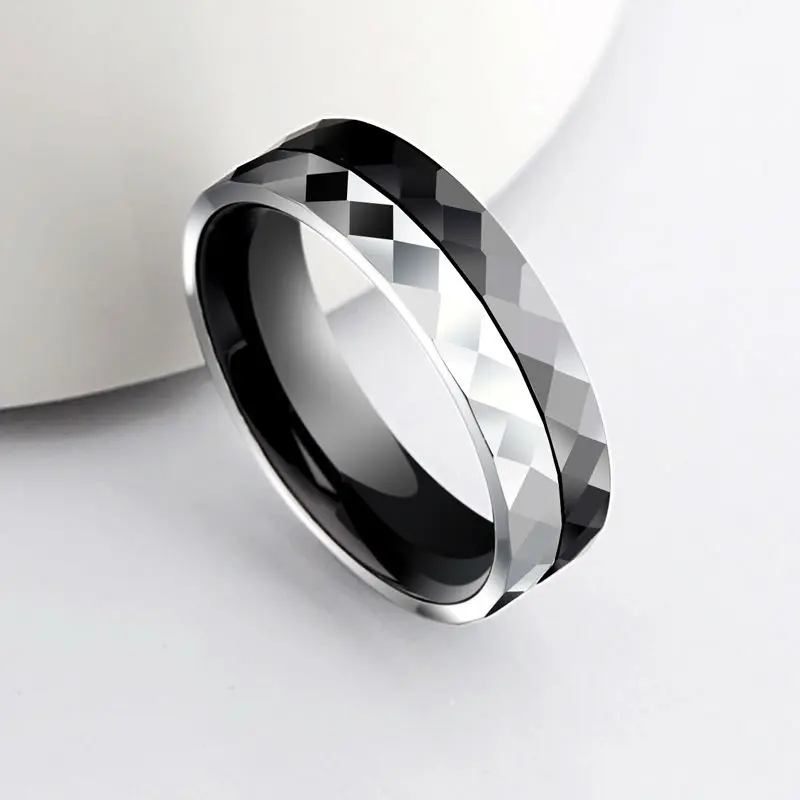 Новое поступление кольца из карбида вольфрама с черной/белой керамикой никогда