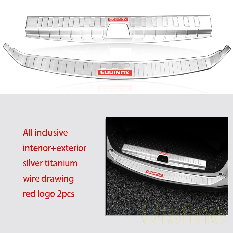 silver red logo Задняя защитная накладка для багажника из нержавеющей стали защита порога доска устойчивый к царапинам цветок для Chevrolet Equinox - Цвет: silver red logo
