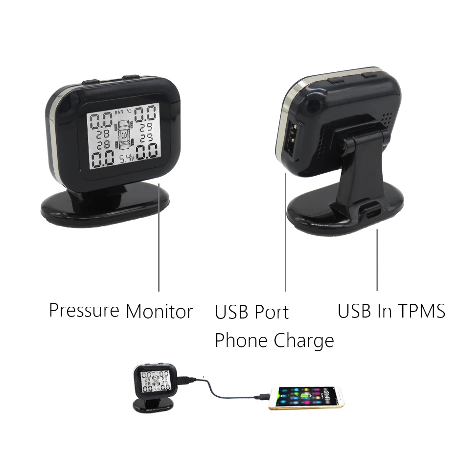 Visture TPMS автомобильная система контроля давления в шинах с зарядным устройством USB