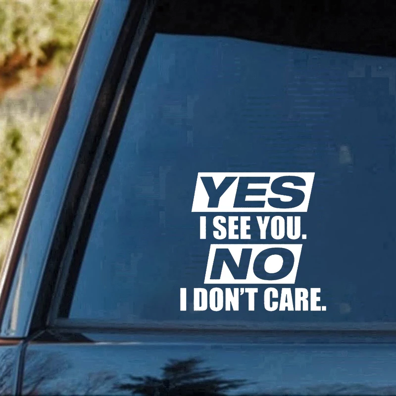Yes I See You No Don't Care Handsome And Cool Stickers Checkered Flags Windshield Sticker Rear Window Car | Автомобили и