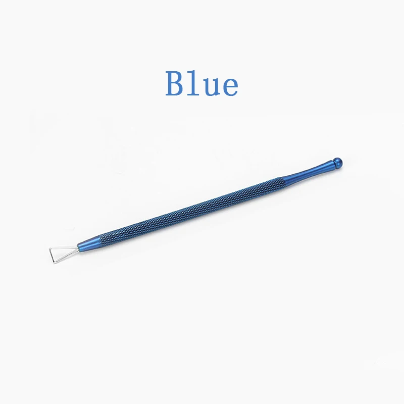 blue LKE треугольный стержень средство для снятия УФ гель-лака кутикулы толкатель из нержавеющей стали маникюр ногтей инструмент для снятия гель-лака - Цвет: blue