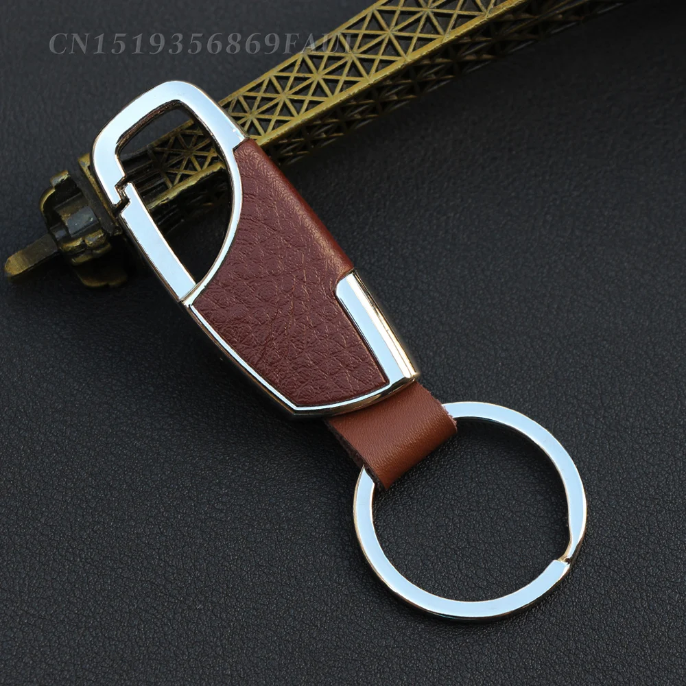 Автомобильный стильный новый модный мужской кожаный металлический брелок для