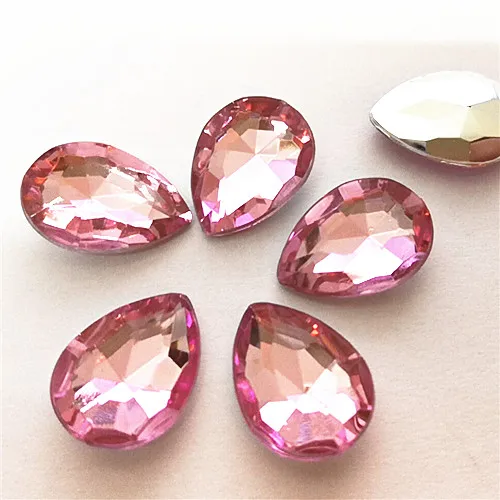 light pink 50pcs 50 шт. 13x18 мм Разноцветные Акриловые стразы в виде капли, камень маркиза, граненые Стразы Украшения для самодельного изготовления без отверстия - Цвет: light pink 50pcs