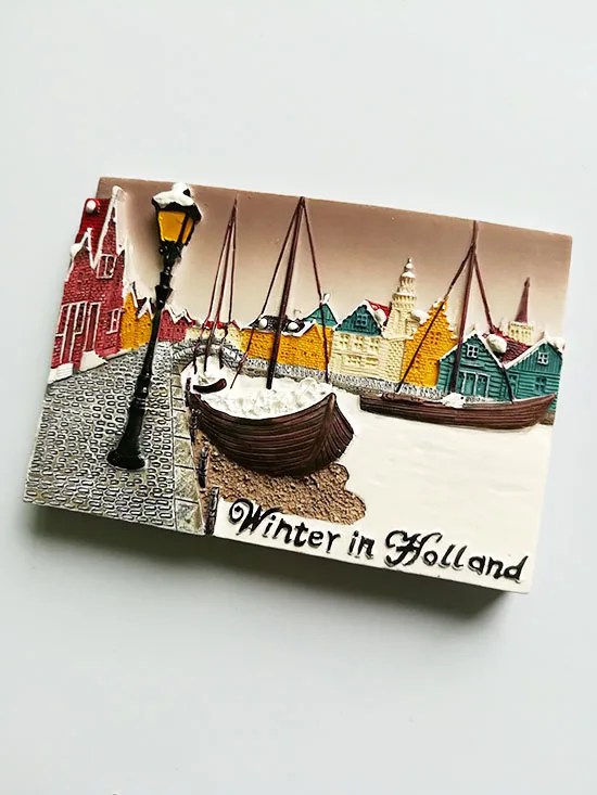 Dutch oil painting board tourist souvenir three-dimensional refrigerator stickers | Дом и сад