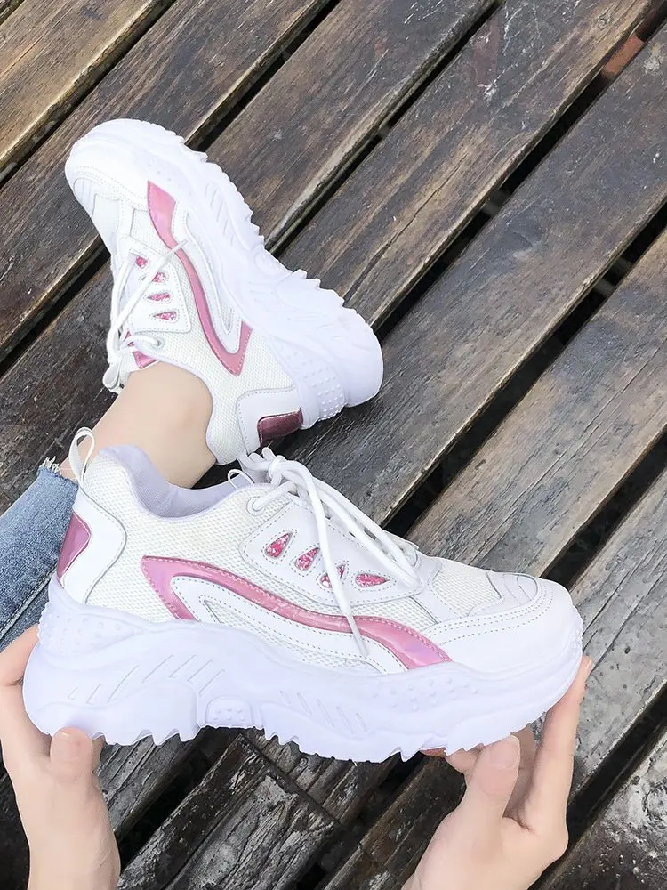 Mhysa Women Sneakers Fashion Casual Shoes Woman Comfortable Breathable Mesh Flats Female Platform vulcanized shoes T1092