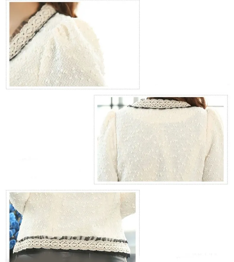 

Nice Winter Women Nice Tweed Coat Fashion Formal Wool Blends Jacket Lace Elegant Basic Woolen Coat Outwear