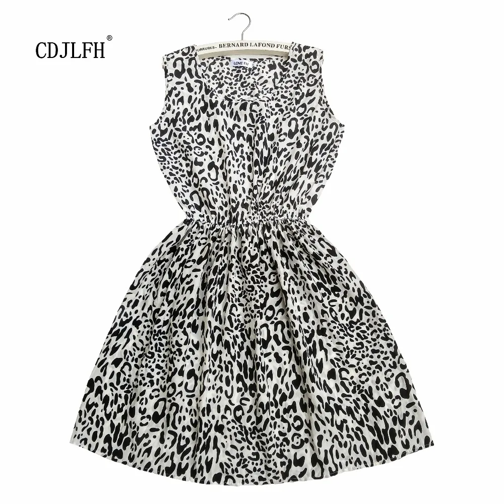 Женское платье без рукавов с круглым вырезом и цветочным принтом|neck dress|dress casualdress