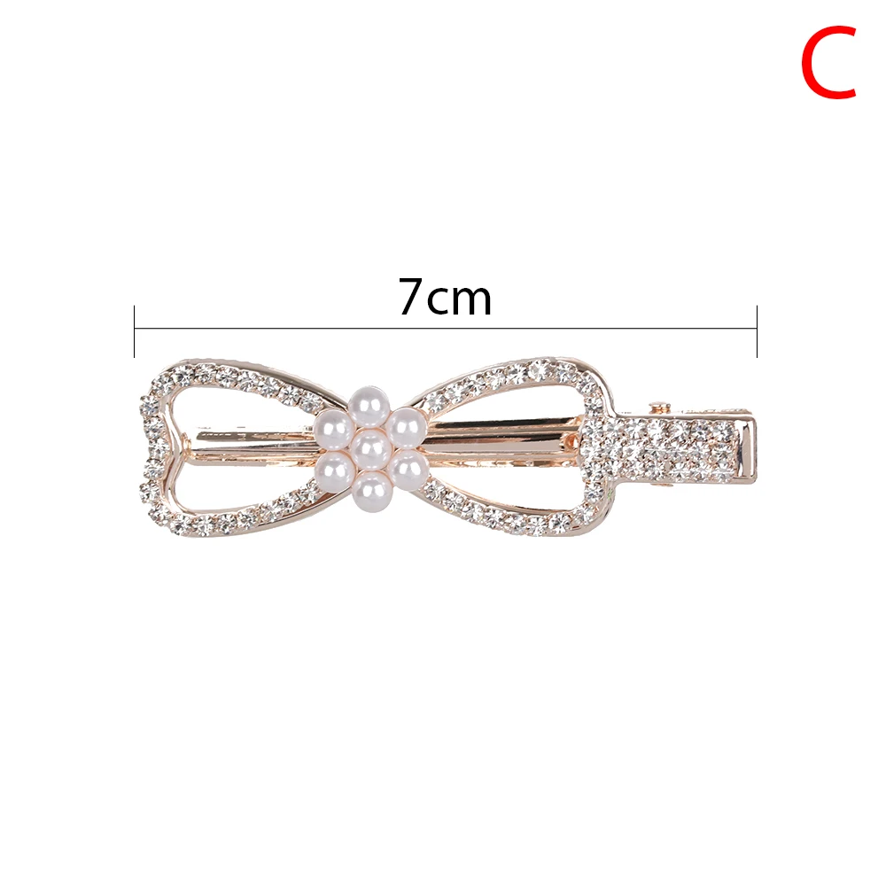 Style C Металлический полый бант, хрустальные стразы, заколка для волос, Геометрическая капля, имитация жемчуга, цветок в форме звезды, Луны, аксессуары для волос - Цвет: Style C