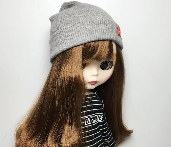 grey 1 шт. крутая Мода карамельный цвет вязаная шапка для blyth куклы в шляпах Для 1/6 аксессуары для кукол - Цвет: grey