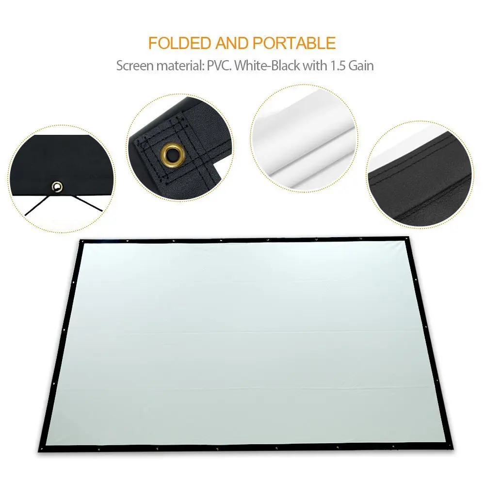 Наружный экран для проектора 100 дюйма портативный передний проектор из ПВХ HD 3D
