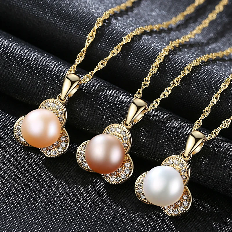 

Creative Flower Simulated Pearl 925 Sterling Silver Necklaces & Pendants Cubic Zirconia Cute Necklaces for Women