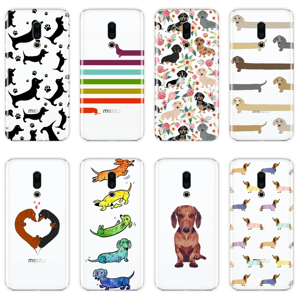 Задняя крышка для Meizu 16th 16x15 Lite 16 Plus Такса собака сердце любовь мягкий силиконовый