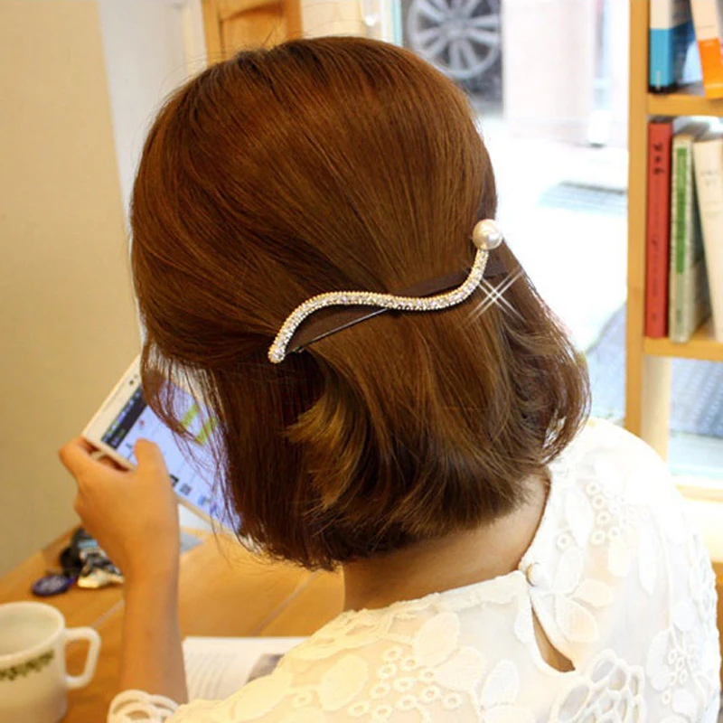 Корейская новая мода большой алмаз шпильки весна зажим для волос с жемчугом