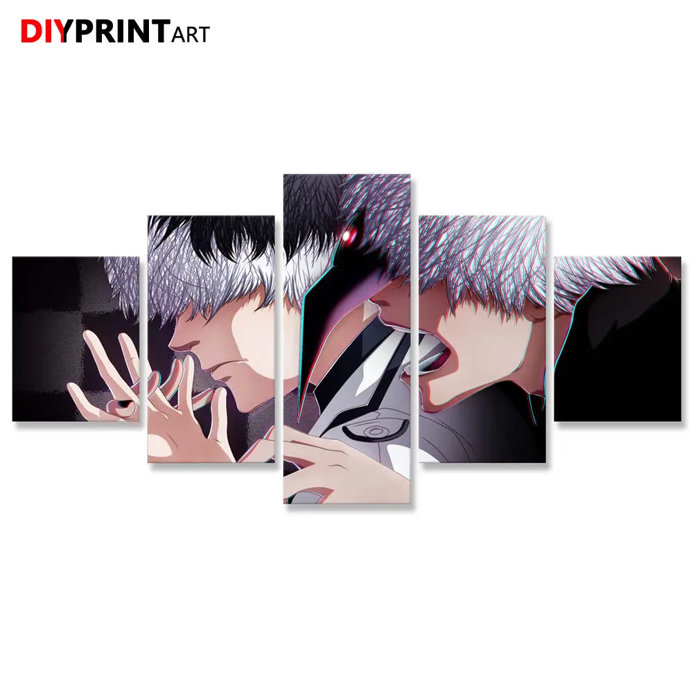 Токийский Гуль RE Haise Sasaki vs Ken Kaneki 5 шт./компл. настенная Картина на холсте украшения