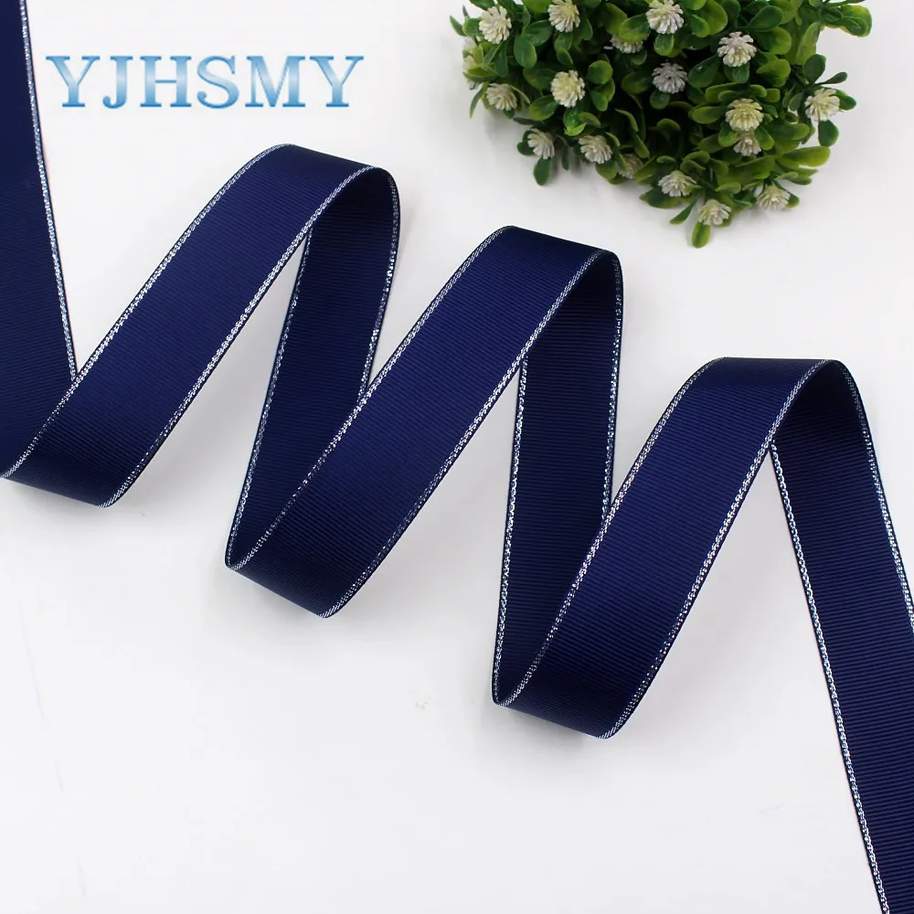 YJHSMY I-19316-580 25 мм 10 ярдов Серебристые двухсторонние ленты Аксессуары и украшения |