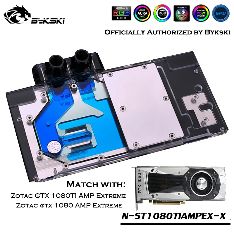 Водяной блок Bykski с полным покрытием для GPU VGA ZOTAC Geforce GTX 1080 1080TI ампер экстремальная