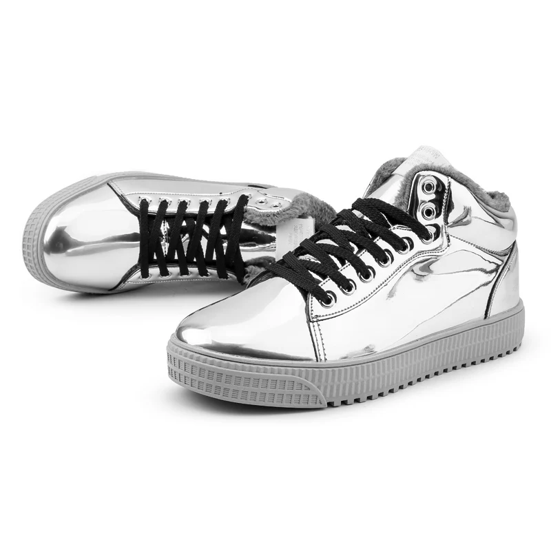 

YIQITAZER 2018 New Fashion Patent Leather Mirror Men Dress Shoes,Black Shoes Round Toe Business British Slipon Wool Men's shoes