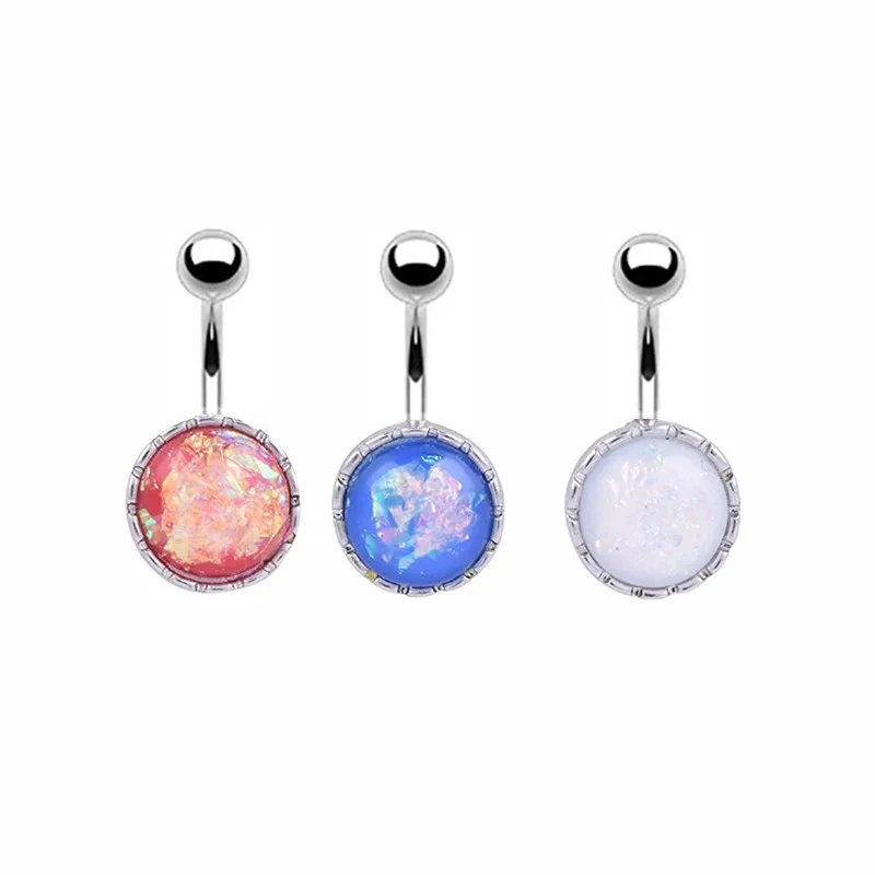 14 г хирургическая сталь радужная смола опал пупка кольцо|belly button rings|opal belly ringbutton