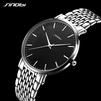 sinobi mens ultra thin watches top luxury brand man watch stainless steel quartz wristwatches males colck reloj mujer
