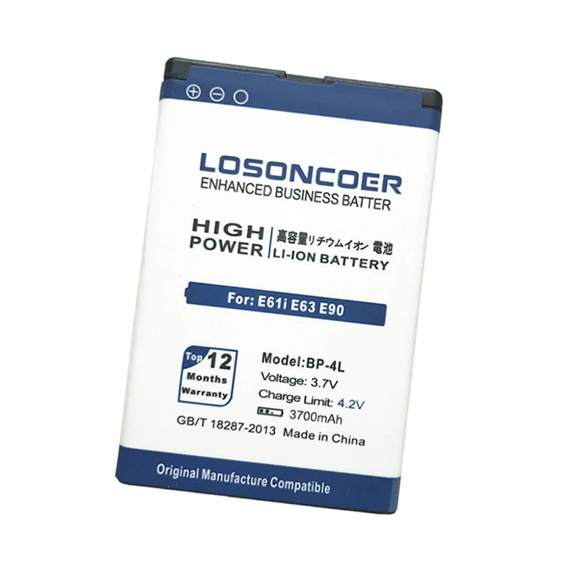 Losoncoer 3700 мА/ч, BP-4L BP4L BP 4L заменить батарею для Nokia E61i E63 E90 E95 E72 E52 E71 6650F N97 N810