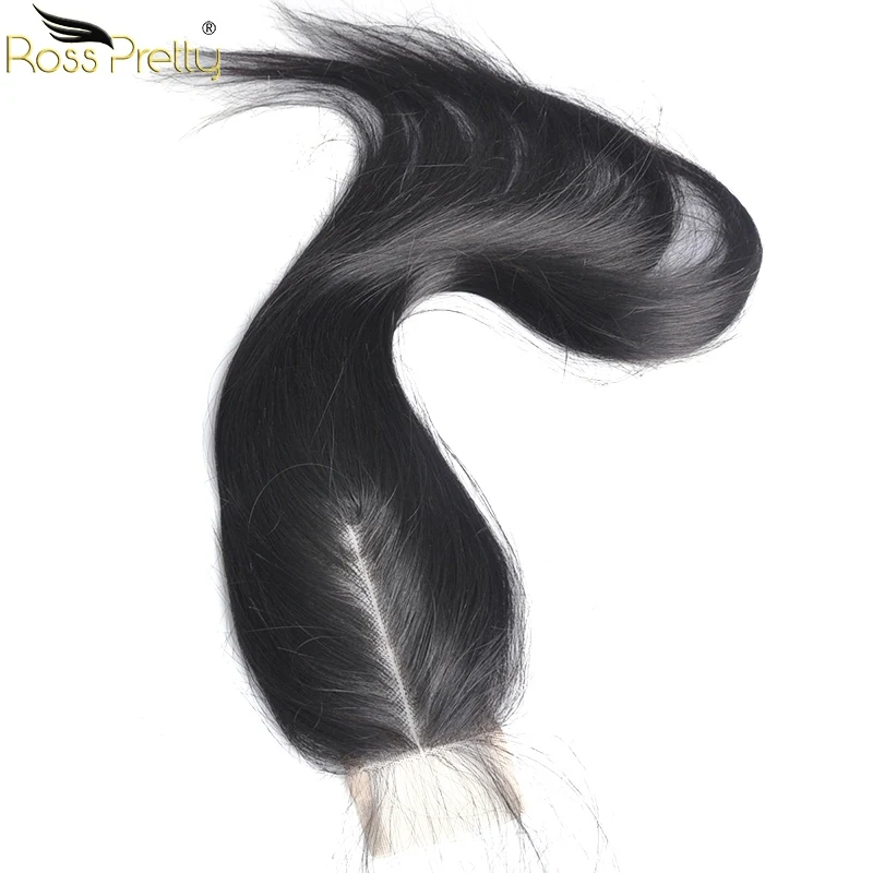 Ross Pretty remy волосы длинная средняя часть кружева Закрытие с пучками перуанские