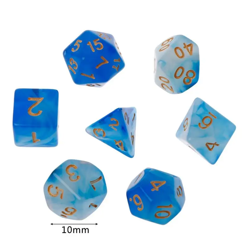 7 шт./компл. многогранные боковые игральные кости D4 D6 D8 D10 D12 D20 для игры в