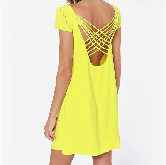 Женское сексуальное мини-платье розовое красное с коротким рукавом и о-вырезом