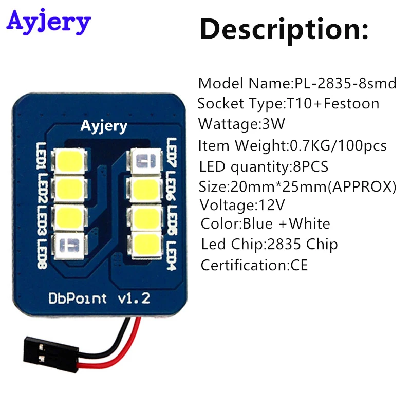 Панельные светодиодные лампы AYJERY 6 шт. s T10 2835 8 Smd для автомобисветильник фар