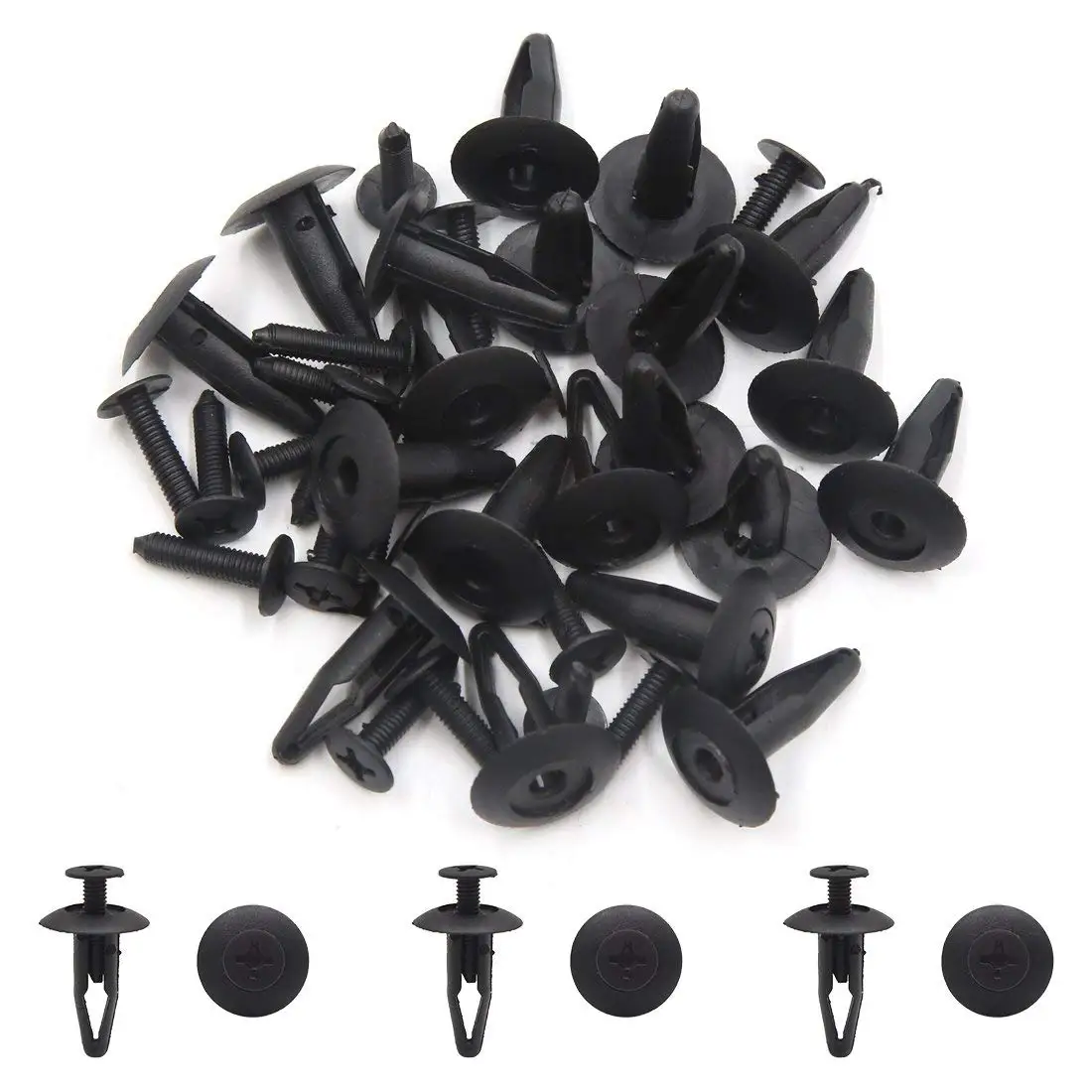 

uxcell 20Pcs Black Car Plastic Rivets Weatherstrip Moulding Bumper Fastener Clip 7mm