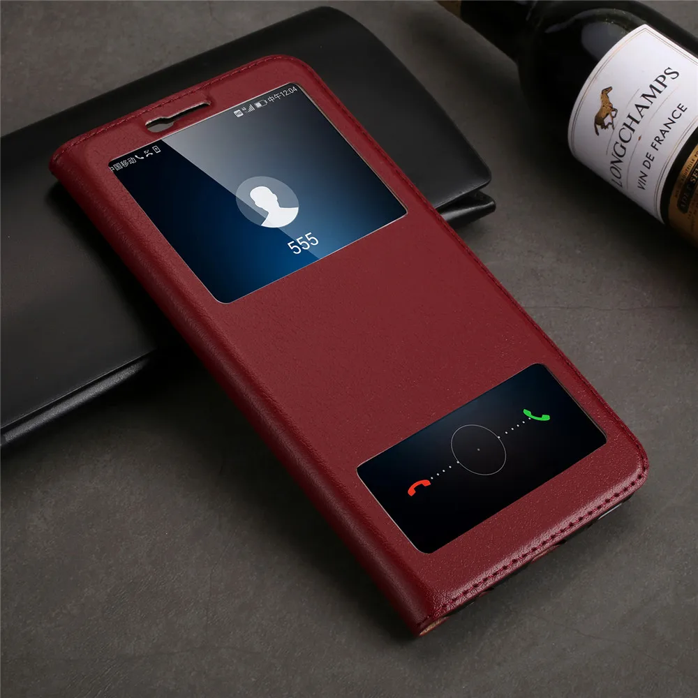 Чехол из натуральной кожи с откидной крышкой для huawei honor v10 чехол окошком задняя