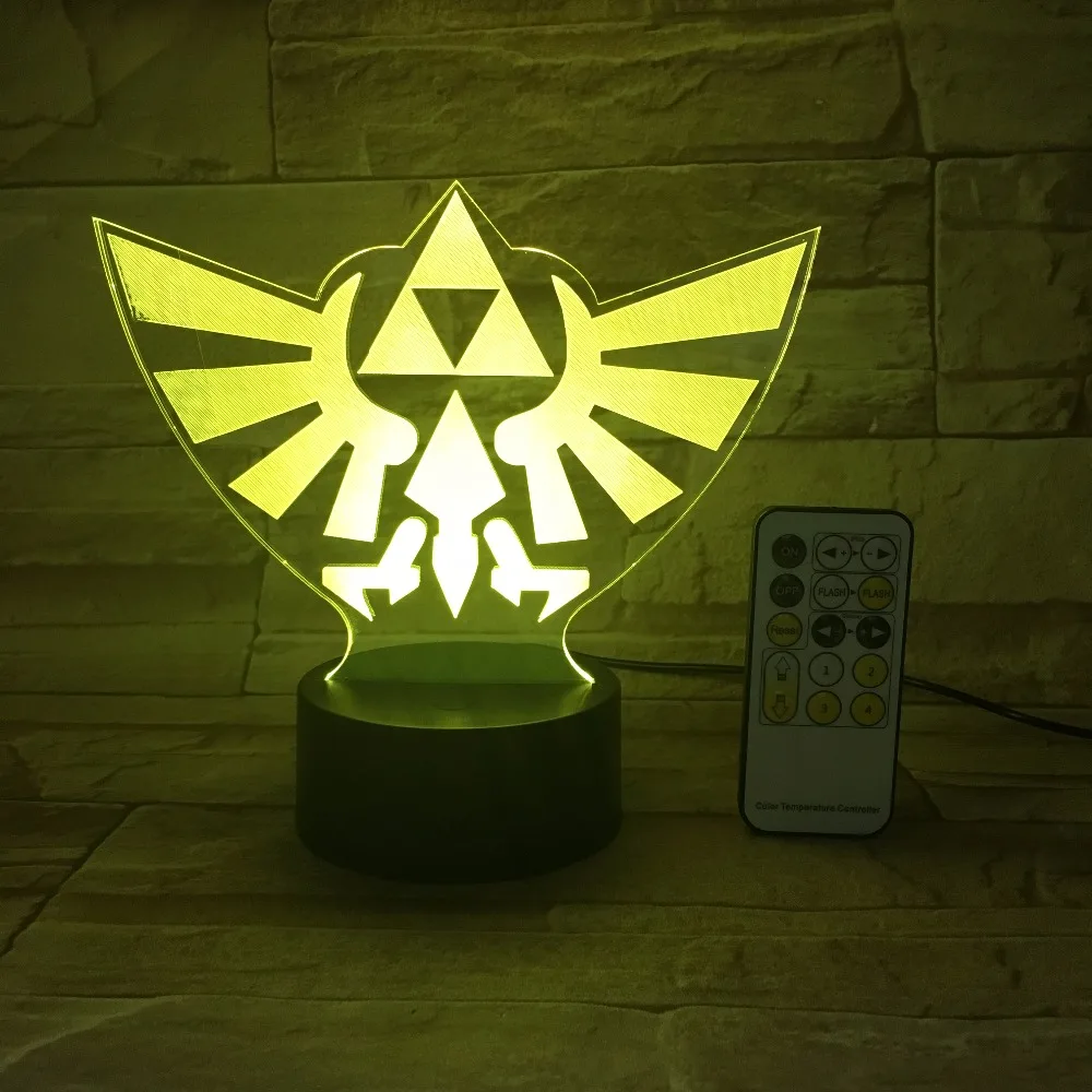 Легенда о Zeldas Треугольники 3D USB светодиодный Ночной светильник 7 Цвета иллюзия