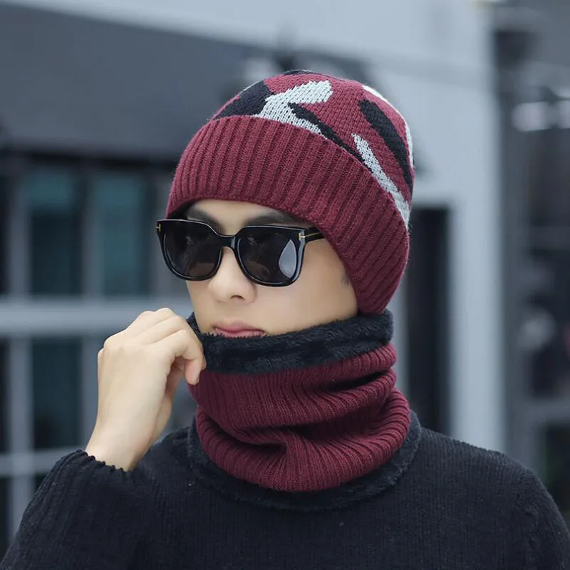 

BING YUAN HAO XUAN Women Knitted Hats Beanie Scarf Winter Thick Wool Casual Fashion Trend Male Skullies & Beanies Caps 2018 New