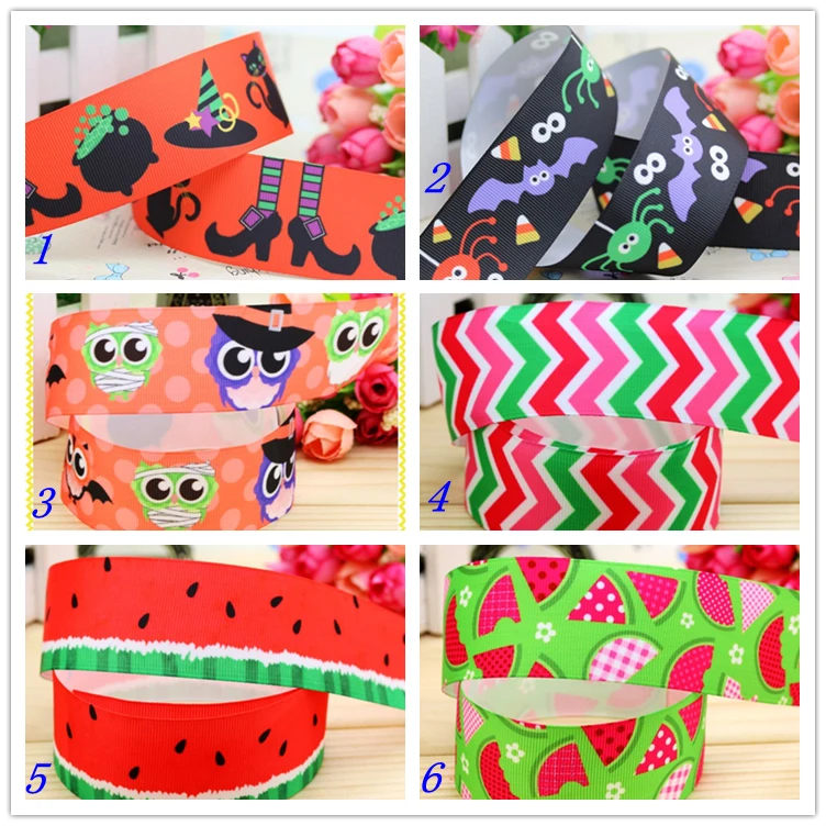 1 5 ''Бесплатная доставка Хэллоуин арбуз печатных grosgrain ленты головной убор