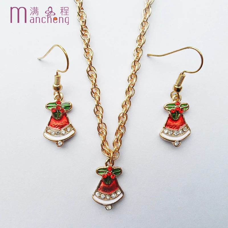 Popcorn Chain Christmas dress pendant necklace sets gold color women earrings girls gift | Украшения и аксессуары