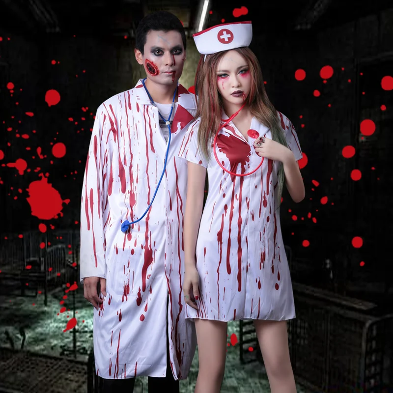 

Halloween role-playing clothes Halloween Costume Party bar dance scar reduction bloody female nurse male doctor cosplay costume
