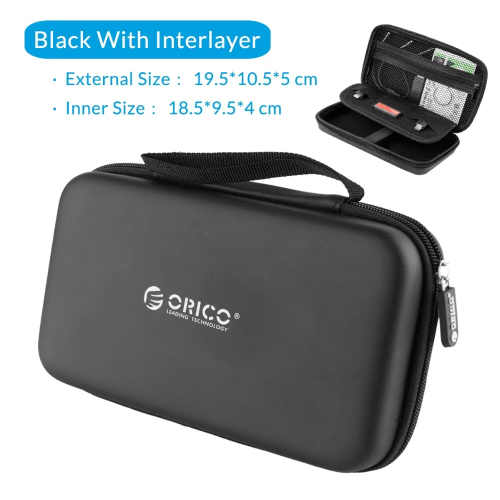 Жесткий чехол ORICO power Bank чехол для 2,5 жесткого диска USB кабель для внешнего хранения чехол для SSD, hdd коробка для хранения