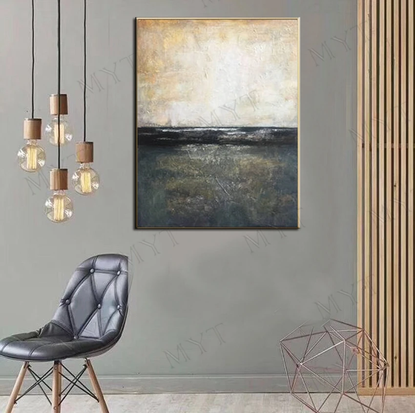 Горячая продажа ручная роспись маслом на холсте Абстрактная серая и черная