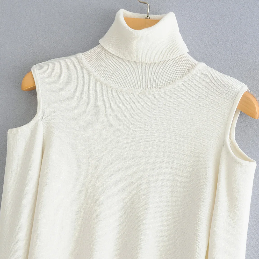 Женская водолазка белый свитер женская одежда пуловеры с открытыми плечами